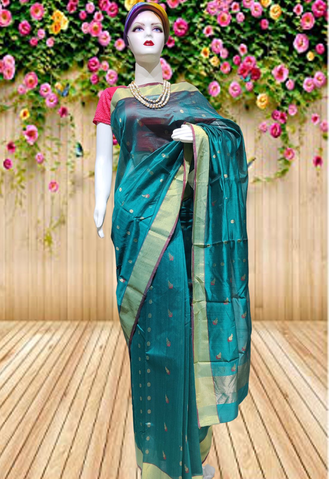 Buy Sea Green Chanderi Saree online-Karagiri